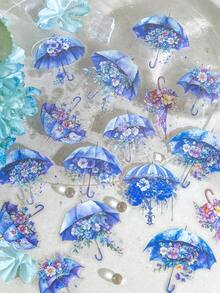 CANDY POETRY 20 张/包雨伞主题贴纸，适用于剪贴簿、创意美学贴纸贴花、DIY 装饰工艺材料、节日礼物、个性化贴纸相册、学校文具、学校用品、返校 - 綠色 - 查看 3