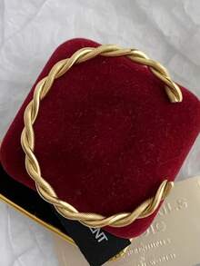 Charm Cuff Twist Bracelets Opening Bangles For Women Gold Color 316L Stainless Steel Wire Thin Simple Bangles Jewelry - Multicolor - View 5