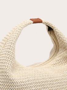 1 pezzo Borsa a tracolla di paglia intrecciata da donna, di stile da vacanza, di grande capienza, dal design semplice e di nicchia