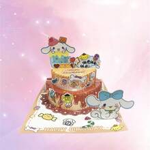 Sanrio New1pcs/ 3pcs Sanrio Birthday Cake And Card DIY Quiet Book 3D Foldable Creative Birthday Card Gift Desktop Decoration (Random Style/DIY Bag Required)