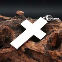 1pc Vintage Stainless Steel Cross Pendant With 60cm Chain, Suitable For Men & Women Daily Wear