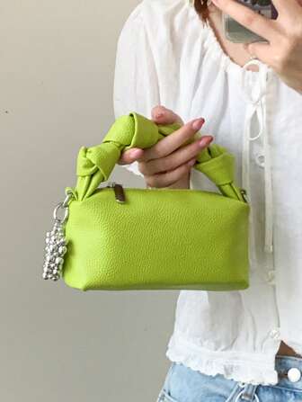 1 pieza Bolso de mano, bolso de hombro, bolso cruzado, cartero, bolso plegado, hecho de material de PU duradero, adecuado para compras, citas, reuniones, viajes al trabajo, con correa ajustable para un ajuste cómodo, elegante y minimalista bolso casual para dama