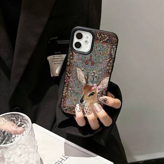 1pc TPU Material Vintage Deer Pattern Phone Case Compatible With Apple// Phones