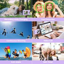 Nicamery 4400万像素1080P数码相机，16倍光学变焦，32GB存储卡，2块电池，便携式旅行相机，适合摄影，数码傻瓜相机，青少年和老年人的理想礼物 - 紫色 - 查看 6