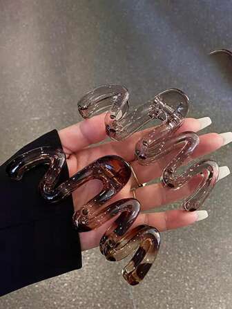 2pcs Minimalist Wave Shaped Hair Clips Claw Clip Winter Hair Accessories