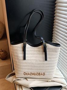 peach tree Women Tote Bag, Small Square Handbag, Woven Handbag, Woven Tote Bag, Multifunction, Small Size, Retro Style, Women Travel Bag, Suitable For University, School, Travel, Vacation, Lightweight, Large Capacity, Autumn, Christmas, Thanksgiving, Fashion, Casual, Travel, Gift For Friends, Valentine's Day, Peach Tree Brand