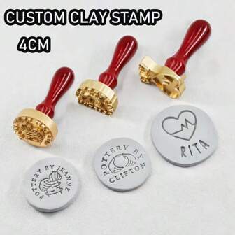 1 PC 3cm/4cm/5cm Custom Pottery Stamp, Personalized Ceramics Stamp, Custom Clay Stamp, Christmas Day Gift For Mom, Brass Clay Stamper, Gift For Children