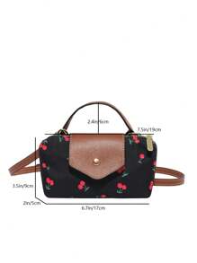 Nuova mini borsa a patta in nylon impermeabile per primavera/estate, borsa a tracolla o a spalla con stampa a ciliegie, adatta per shopping, feste, pendolarismo, rossetto