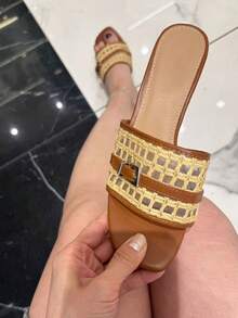 Sandalias con suela gruesa para mujer, minimalistas y prácticas multifuncionales - Camel - Ver 3