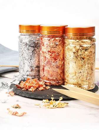 1 件/3 件美甲用品金银铜箔，金属叶纸闪粉用于 DIY 指甲装饰，散装闪亮指甲装饰配件，闪粉闪粉叶散装箔用于镀金指甲装饰指甲用品指甲指甲饰指甲宝石