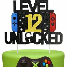 1pc Retro Gamer Theme Cake Topper, Colorful Laser-Cut Number Birthday Party Cake Decorations With Cake Flag Insert - Multicolor - View 15