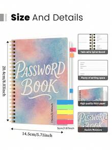 1pc Simple Password Book,A5 Size Minimalist 52 Sheets Advanced Address Password Manager With Website Password Quick Access Username,Password Storage Perfect For Home Office Internet Computer Logins, School Supplies,Back To School - Multicolor - View 6