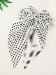 6pcs Girls Fashion Minimalist Elegant Versatile Hair Clips Polka Dot Ribbon Bow Bun Claw Clips