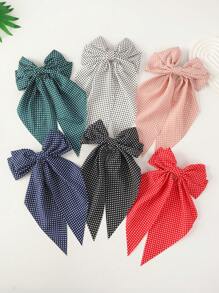 6pcs Girls Fashion Minimalist Elegant Versatile Hair Clips Polka Dot Ribbon Bow Bun Claw Clips