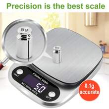 1pc, Scale, High-Precision Stainless Steel Digital Kitchen Scale, Electronic Scale, Precision Baking Household Small Scale, Food Scale, Medicine Scale, Coffee Scale, Postal Scale, Kitchen Stuff, Baking Tools