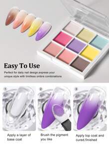 Beautizon Nailartlab 1 Confezione di 9 Colori di Perline per Unghie Halo Dye Powder, Smalto Halo Dye Glitter Lucido Stile Y2K per Decorazione Unghie Fai-da-Te per Donne