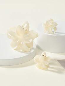 Floral Print Bohemian ABS Plastic Fashion Hair Accessories Flower Claw Clips Elegant Hair Clip - White - View 3