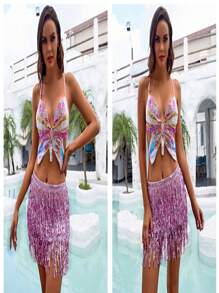 1 pieza Falda envolvente para la cintura con flecos brillantes, falda de 4 capas con flecos de lentejuelas para danza del vientre, danza latina, actuaciones de danza, adecuado para Halloween, carnaval, fiestas de baile, accesorios decorativos para la cintura