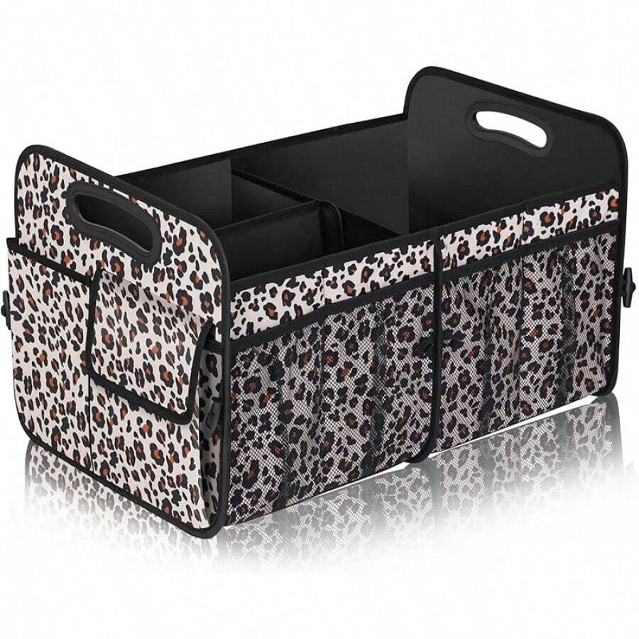Car Trunk Organizer, Trunk Storage Organizer With 72L Large Capacity Waterproof Collapsible And 11 Pockets, Trunk Organizer For Suv//Sedan, Large Size, Black-Lzy - Leopard Print - View 1