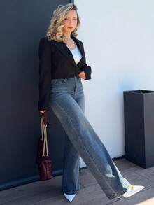 Jeta Ari Quần Jeans Ống Rộng Túi Rộng, Giặt Bằng Nước, Thường Ngày Cho Nữ, Mùa Thu - Rửa tối - Xem 7