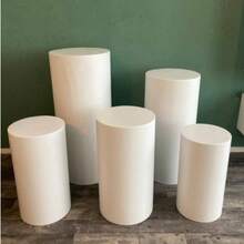 3/5 Pieces Metal Cylinder Pedestal Stand – White Stainless Steel Columns For Cake Display For Wedding, Birthday, Party Decoration