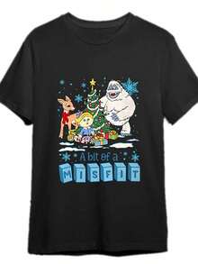 Helmy Misfits Funny Men Short Sleeve Printed T-Shirt Collection Black PRlf Shirt, Rudolph Reindeer, Bumblebee Shirt - Black - View 1