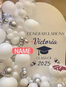 1pc Campus Style Graduation Ceremony Party Backdrop Decoration Removable PVC Self-Adhesive Customizable Sign Board - Blue - View 6