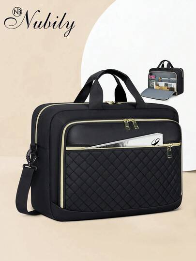 NUBILY 17.3 Inch Laptop Briefcase For Women & Men - Waterproof Messenger Bag With Shoulder Strap - Large Computer Bag For Business, Office, Work & College - Fits Most 17.3" Laptops