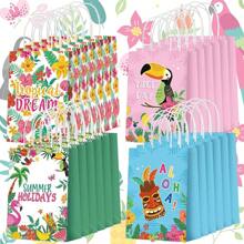 24 piezas/12 piezas/6 piezas/2 piezas Bolsas de regalo con temática hawaiana, bolsas de regalo de papel tropical para fiestas de cumpleaños y de género, suministros para fiestas hawaianas de verano, bolsas de regalo con asas adecuadas para decoraciones de fiesta de cumpleaños aloha