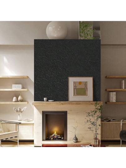 Roll Zwart Imitation Zijden Home Self Adhesive Peel Stick Wand Paper, Room Bedroom ,Living ,Kitchen Cabinets Stickers, Thicken Removable Contact Paper Countertops Furniture Renovation Wallpaper view 3