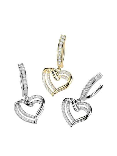 1pc Heart-Shaped Stainless Steel Clip-On Navel Piercing Jewelry, Body Piercing Accessory, Suitable For Occasions & Daily Wear