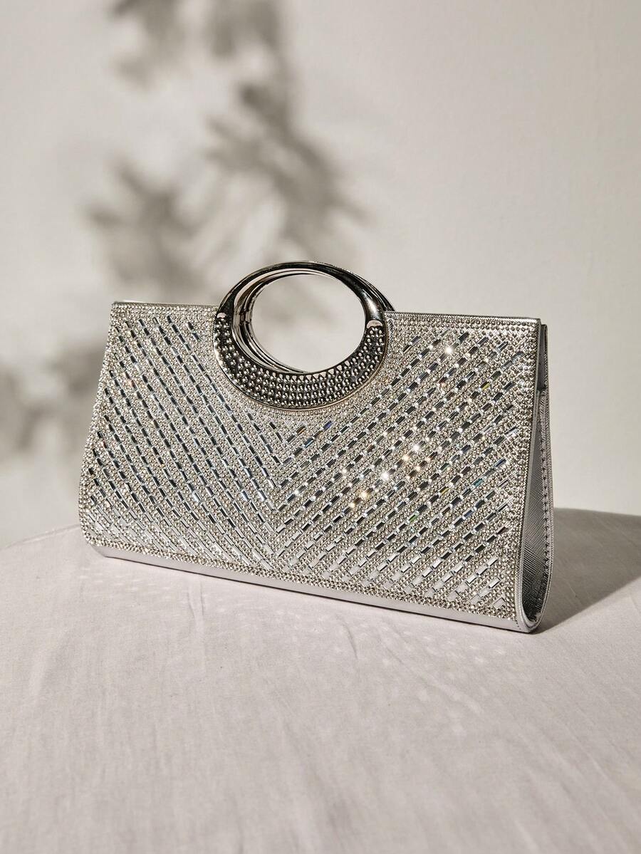 New Arrival Shiny Clutch Bag Small Square Purse For Women Evening Party Bridal Crossbody Bag With Full Rhinestones Winter Gifts
