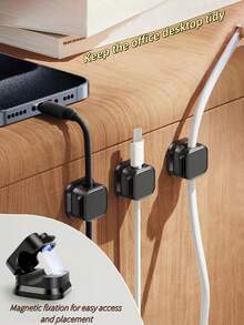 6-teiliges/Set magnetischer Kabel-Organizer, Halterung für Telefonladekabel zur Tisch-/Wandmontage, Clips und Haken für eine ordentliche Kabelführung