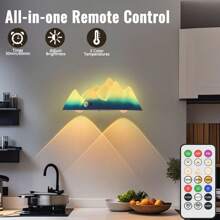 1 Peça Luminária de Parede LED Inteligente Ajustável, Luz de Parede Criativa Minimalista Moderna com Montanha Nevada, Sensor Infravermelho, Controle Remoto RGB, Recarregável por USB, Adequado para Quarto, Sala, Corredor, Sala de Estar