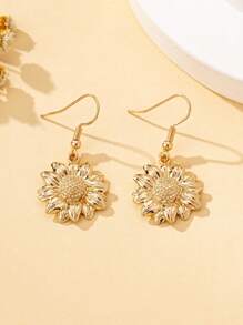 1 Paar Modeschmuck Ohrringe für Frauen, minimalistisch & elegant Sonnenblume Anhänger Ohrringe in Retro-Silber, geeignet für den täglichen Gebrauch und den Urlaub