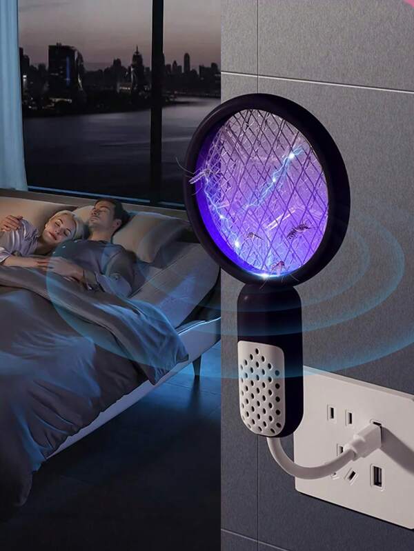USB Mückenklatsche mit UV-Licht, mini-tragbares, wiederaufladbares elektrisches Insektenvernichter-Gerät, Insekten-Schlägerleuchtmittel für Innen, Außen, Zuhause, Camping, Reise, Hotel, Schädlingsabweisend