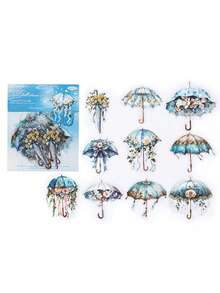 CANDY POETRY 20张/包 雨伞主题装饰贴纸，创意美学贴纸工艺品，DIY剪贴簿材料，节日礼物，个性化剪贴簿学习用品，返校季剪贴簿用品趣味贴纸笔记本电脑贴纸 Kindle手机贴纸 - 藍色 - 查看 10