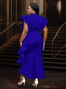 Vestido de talla grande para primavera y boda estilo nupcial, con mangas cortas, abertura y volantes, ideal para boda, invitada de boda, despedida de soltera, vacaciones, cumpleaños, graduación, cena, regreso a clases