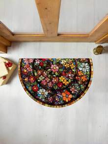 1pc Vibrant Floral Welcome Mat - Colorful Stained Glass Style, Washable Lightweight Polyester, Semi-Circle, Ideal For Entryway, Bedroom, Living Room, Laundry Room And Patio Decor, Home Decorative Rug, Graduation Ceremony And Perfect Gift, Entrance Mat | Vibrant Welcome Mat | Washable Mat - Multicolor - View 14