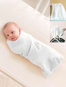 1 pieza Manta de gasa unisex para bebé, manta de envolver, fresca y suave, manta de verano para niños, manta para cochecito de paseo, manta de envolver para recién nacidos, tela de envoltura - Blanco - Ver 8