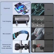 Backseat Retractable Car Charger Station5in1 Headrest Charging Box 100W Max With Magsafe Car Mount Holder 2Port PD QC Cigarette Lighter Adapter Ideal For All Phone Taxi  Lyft Driver Rideshare - 黑色 - 查看 7