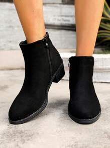 Neue Damen Ankle Boots für Herbst/Winter, modische vielseitige mittlere Absätze rutschfeste flache Reißverschluss sexy Schnallen Schuhe
