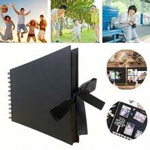 1本牛皮纸剪贴簿相册，适用于婚礼宾客签名册、周年纪念册、礼物、毕业纪念册、家庭DIY剪贴簿、手工纸DIY、圣诞节、感恩节、新年礼物