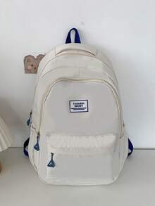 15.6 英寸尼龙防水笔记本电脑背包，适合男士、旅行背包、学校包 - 白色 - 查看 3