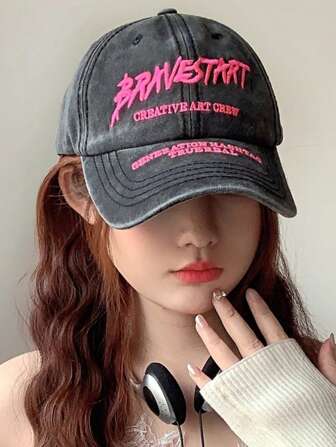 Vintage Distressed Baseball Cap, American Style Embroidery Letter Brand Unisex Casual Hip Hop Hat