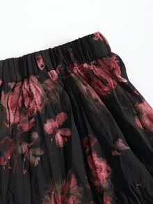 Women's Fashion Printed A-Line Skirt, Versatile & Flattering, Loose & Elegant - Black Powder - View 6