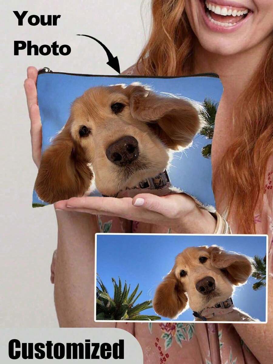 New Cosmetic Bag, Customized Photo Cosmetic Bag, Can Be Customized To Your Pet Design, Lightweight Zipper Cosmetic Bag Is Also Perfect For Coin Purse, Pencil Case Personalized Gifts For Women, Toiletry Bag Ideal Gifts For Her Girlfriend, Family, Friends, Children, Pink Girls For Anniversaries, For Birthdays, For Christmas, For Holiday/ Vacation, For School, For Outdoors/Outings/Travel/Hiking/Stadium/Sports/Climbing