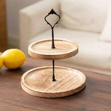 Creative European-Style Dessert Kitchen Restaurant Double-Layer Three-Layer Cake Tray Wooden Dessert Table Decoration Tray Cake Dessert Rack Party Hotel Tray Fruit Plate