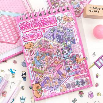 20 Sheets 3D Stacked Miniature Scene Stickers + 10 Sheets Landscape Cardstock, School Supplies,Back To School