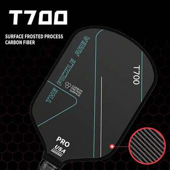 1pc Professional Pickleball Paddle With 16mm T700 Carbon Fiber Texture Surface, Designed For Mixed Control Of High Grit And Spin, Suitable For Intermediate To Advanced Players